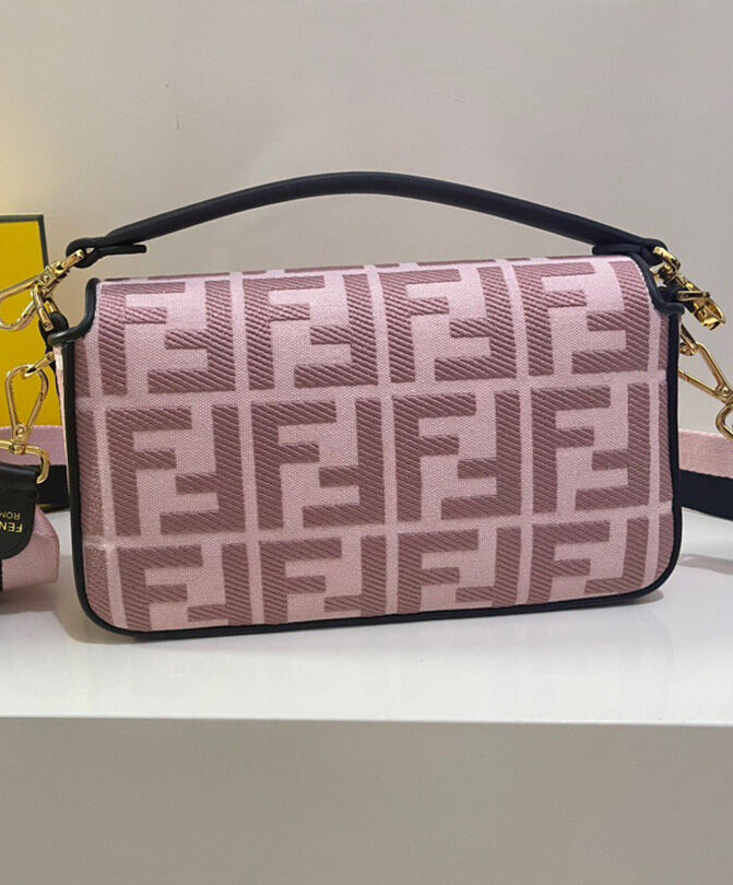 Fendi Baguette FF Canvas Bag 8BR600 Pink